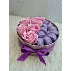 Elenor Dekor - Selyemvirágbox macaron illatviasszal (levendula)