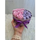 Elenor Dekor - Selyemvirágbox macaron illatviasszal (levendula)