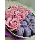 Elenor Dekor - Selyemvirágbox macaron illatviasszal (levendula)