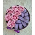 Elenor Dekor - Selyemvirágbox macaron illatviasszal (levendula)