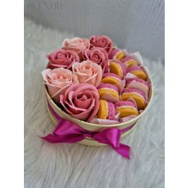   Elenor Dekor - Selyemvirágbox macaron illatviasszal (mangó)