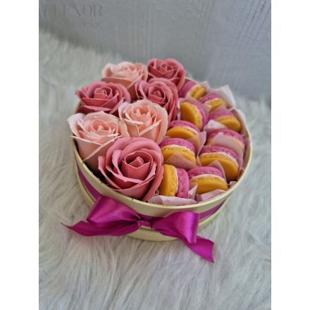 Elenor Dekor - Selyemvirágbox macaron illatviasszal (mangó)